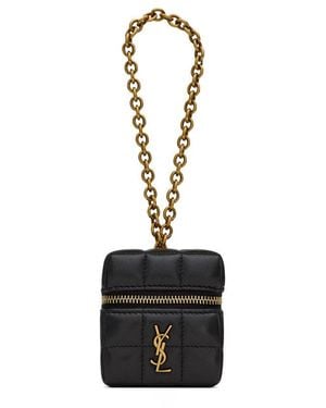 Saint Laurent Cassandre Matelassé Carré Mini Cube On Chain - White