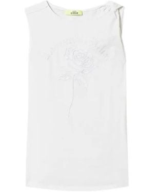Twinset X Myfo Floral-Embroidered Tank Top - White