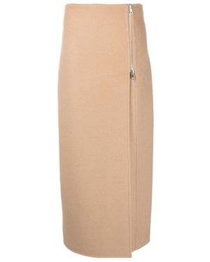 P.A.R.O.S.H. Zip-Up Straight Wool Skirt - Natural