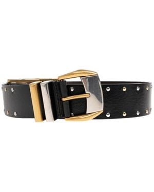 Versace Studded Leather Belt 4 Cm - White