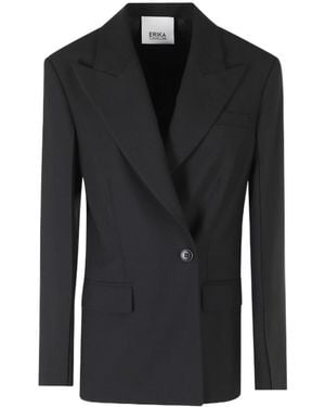Erika Cavallini Semi Couture Fiore Single-Breasted Blazer - Black