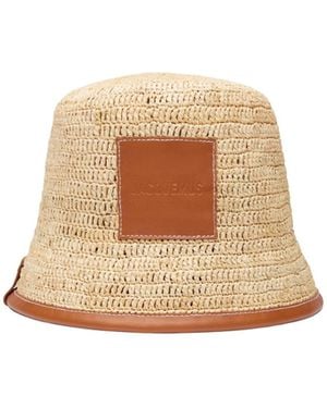 Jacquemus Le Bob Soli Logo Patch Bucket Hat - Natural