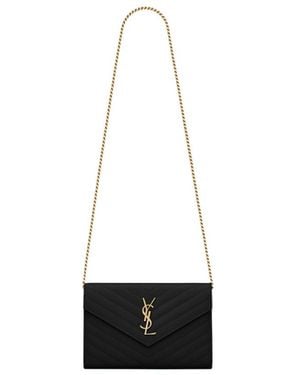 Saint Laurent Monogram Chain Wallet - White