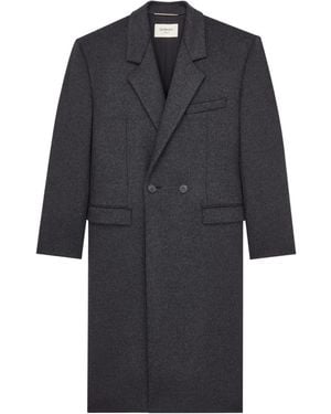 Saint Laurent Base Vintage Double-Breasted Coat - Blue