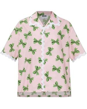 Moschino Bow Print Trimmed Top - White