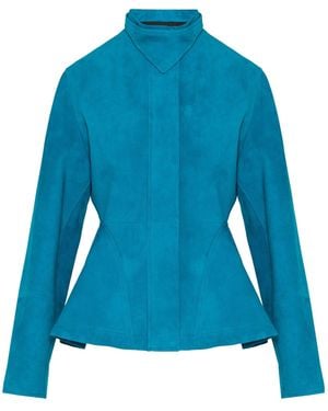 Alaïa Long-Sleeve Leather Jacket - Blue