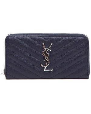 Saint Laurent Zipper Wallet - Blue
