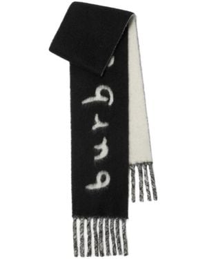 Burberry Reversible Logo Jacquard Fringed Scarf - Black
