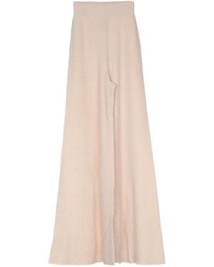Loro Piana Ribbed Wide-Leg Casual Trousers - Natural
