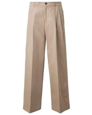 Jil Sander Pleated Cotton Wide-Leg Pants - Natural