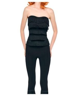 Norma Kamali Fringed Strapless Tank Top - Blue
