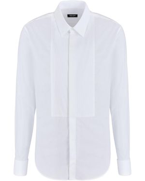 Giorgio Armani Pleated Curved Hem Shirt - White