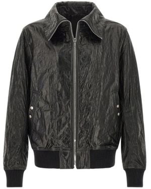 Rick Owens Dracuflight Zip-Up Leather Jacket - Gray