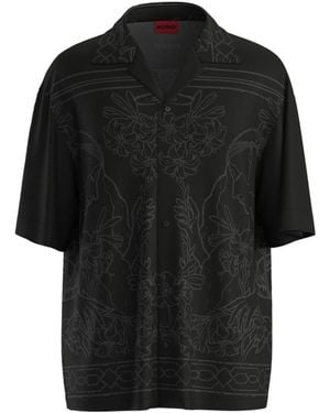 BOSS Floral-Print Shirt - Black