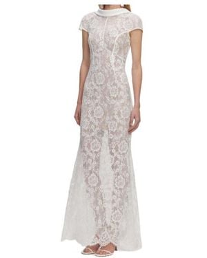 Self-Portrait Lace Collared Dress - White