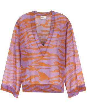 The Attico V-Neck Printed Top - Red