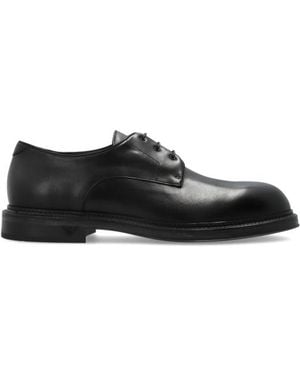 Emporio Armani Round Toe Lace-Up Shoes - Black