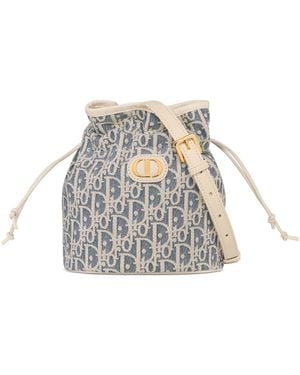Dior 30 Montaigne Mini Bucket Bag With Drawstring - White