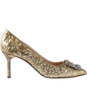 Manolo Blahnik Emilia Wickstead Hangisi 70 Crystal-Embellished Metallic Jacquard Court Shoes