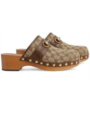 Gucci Gg Pattern Clogs - Brown