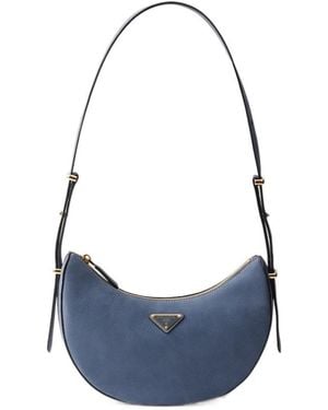 Prada Arqué Small Nubuck Leather Bag - Blue