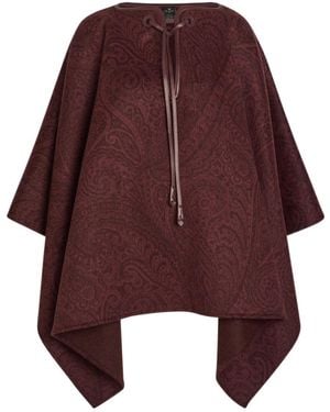 Etro Paisley-Print Wool-Blend Cape - Purple