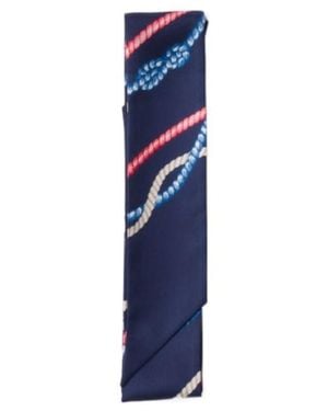 Prada Printed Silk Twill Skinny Scarf - Blue