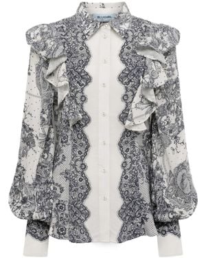 Blugirl Blumarine Lace-Print Shirt - Grey