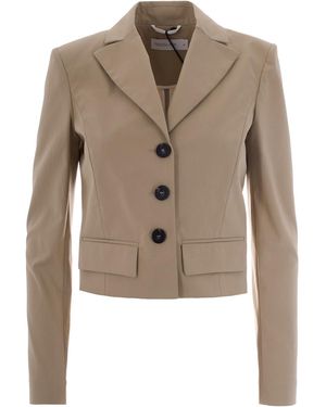 Patrizia Pepe Cropped Buttoned Blazer - Natural