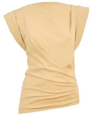 Isabel Marant Draped Short-Sleeve Blouse - Yellow