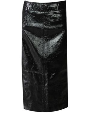 KHAITE Pleated Patent Leather Skirt - Black