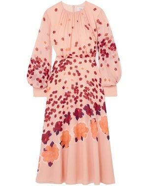 Erdem Round Neck Long Sleeve Dress - Red