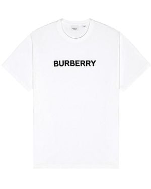 Burberry Logo Printed Crewneck T-Shirt - White