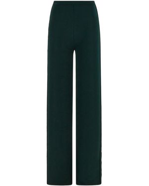 Ferragamo Ribbed Side-Lace Trousers - Green