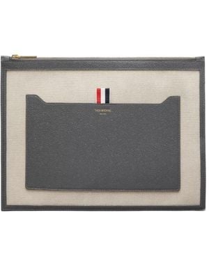 Thom Browne Rwb Stripe Document Holder - Grey