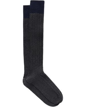 Johnstons of Elgin Two-Tone Cashmere Socks - Black