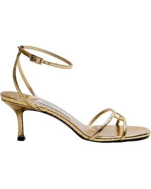 Jimmy Choo 65Mm Leo Leather Ankle-Strap Sandals - Metallic
