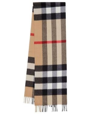 Burberry Checked Fringed-Edge Scarf - White