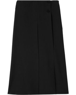 Loro Piana Bull Pleated High-Rise Midi Skirt - Black