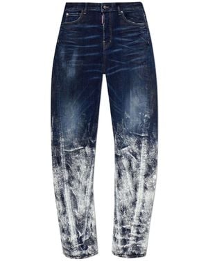 DSquared² Loose Twist Paint-Splatter Jeans - Blue