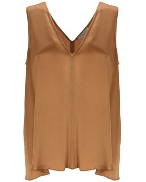 Antonelli V-Neck Sleeveless Top - Brown