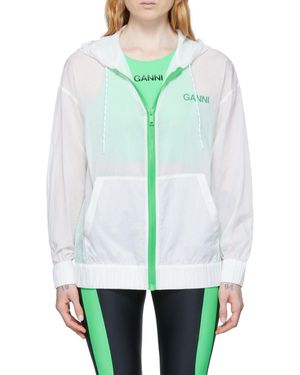 Ganni Hooded Long-Sleeved Zipper Casual Jacket - Green