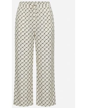 Gucci Printed Silk Twill Trousers - White