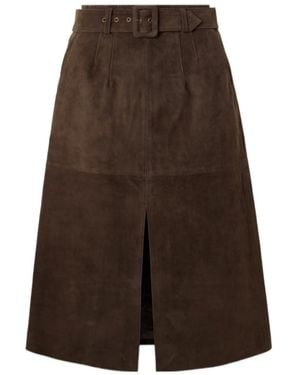 Veronica Beard Alexie Belted Midi Skirt - Brown