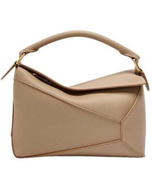 Loewe Puzzle Edge Small Leather Shoulder Bag - Natural
