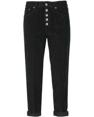 Dondup Button-Embellished Corduroy Trousers - Black