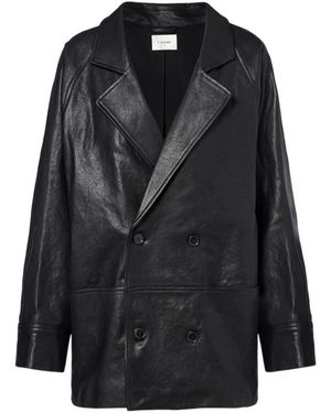 FRAME Long Sleeve Leather Jacket - Black