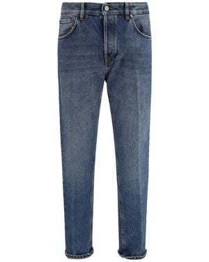 Pt Pantaloni Pt Torino Turned-Up Straight-Leg Jeans - Blue