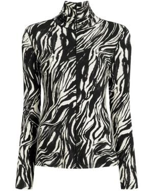 Proenza Schouler Audrey Marble-Print Top - Black