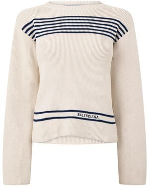 Balenciaga Neck Knit Jumper - White